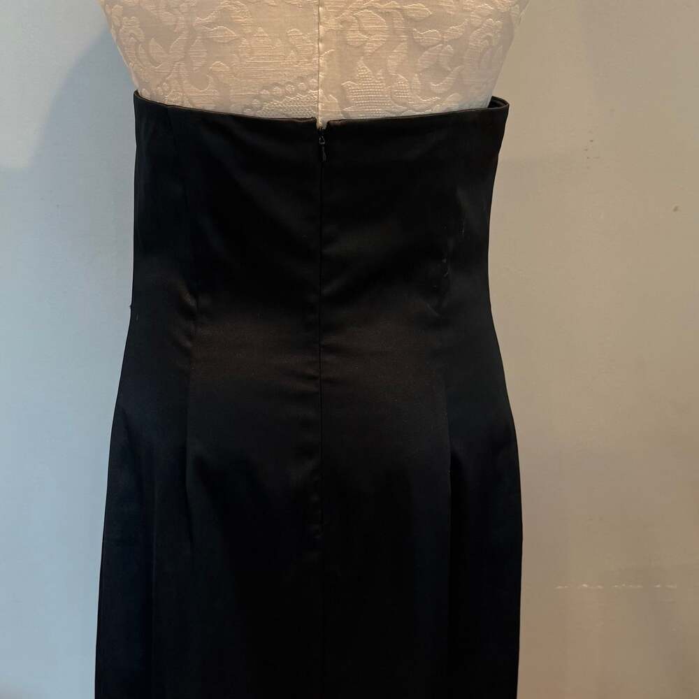 White House Black Market Black Satin Strapless Cocktail Dress - Picture 2 of 4